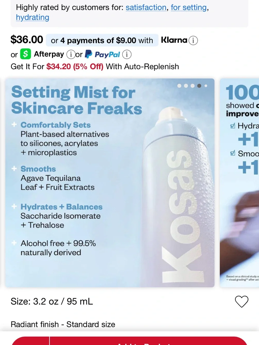 NWT Kosas Cloud Set Airy Setting & Smoothing Mist
